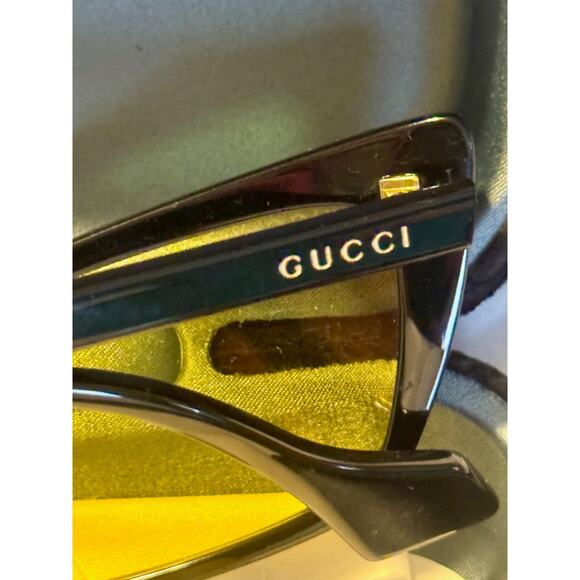 Gucci 58mm Cat Eye Sunglasses black with yellow lenses - Picture 9 of 11